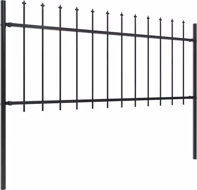 Recinzione da giardino in acciaio con punta a lancia nera DESIGN IN H: 80 cm, L: 340 cm