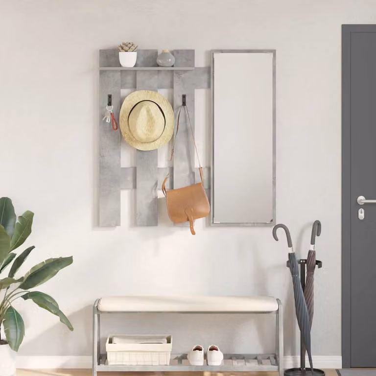 vidaXL Appendiabiti a muro moderno in MDF Grigio, L 100 cm x H 100 cm x P 10 cm
