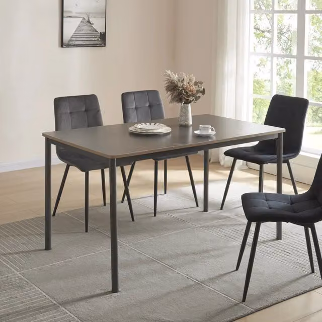 Tavolo da sala da pranzo Lindesberg en.casa in stile industriale, rettangolare, Grigio e Nero, L: 140 cm, P: 80 cm, H: 75 cm