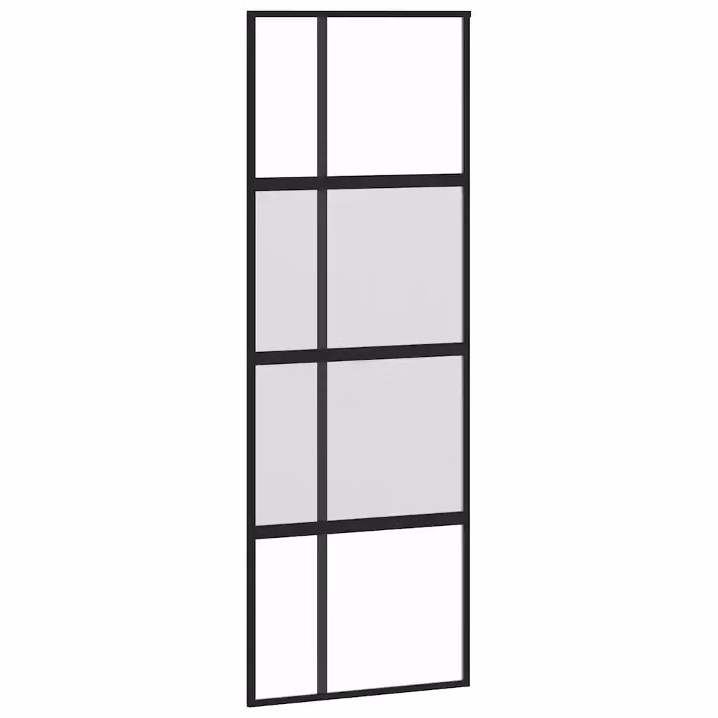 Porta Scorrevole vidaXL in Vetro Trasparente e Alluminio Nero L: 76 cm, H: 205 cm – 2