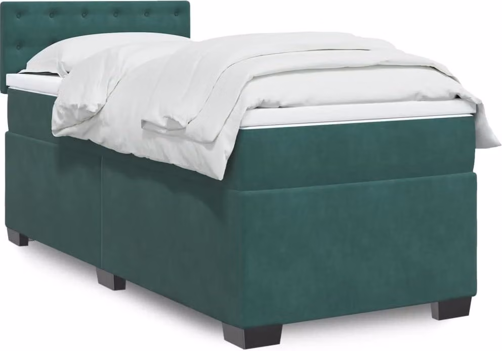 Maison Exclusive - Giroletto a Molle con Materasso Verde Scuro 90x200 cm Velluto