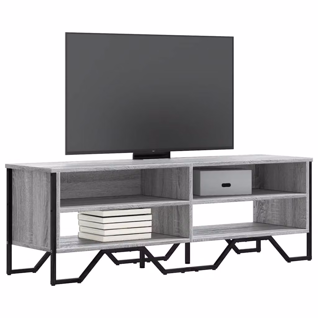 Mobile Porta TV Moderno vidaXL in Legno e Metallo, Grigio, L 122 cm x P 34 cm x H 41 cm