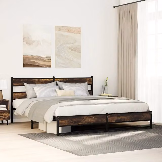 Giroletto in metallo e MDF vidaXL colore Rovere Fumo L: 200 cm, P: 200 cm, H: 91,5 cm
