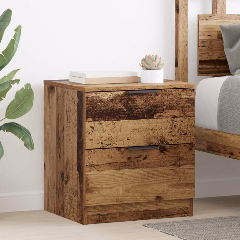 Set di 2 Armadi da Notte vidaXL in Legno Vecchio Marrone L: 45 cm, P: 39 cm, H: 50 cm