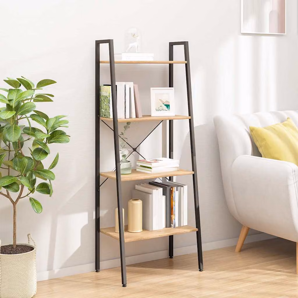 Scaffale autoportante vidaXL con 4 ripiani in stile industriale, Marrone Chiaro e Nero, L: 56 cm, P: 35 cm, H: 140 cm