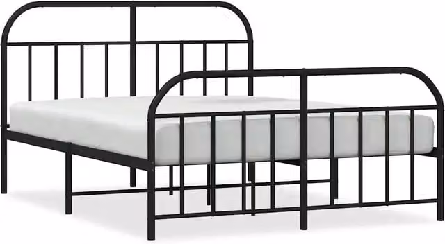 Letto matrimoniale | Letto per adulti | Giroletto con Testiera e Pediera Metallo Nero 140x200 cm