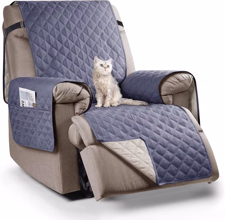 Copertura per poltrona relax, impermeabile, 25 pollici, con braccioli e tasche, elasticizzata, adatta a poltrone relax