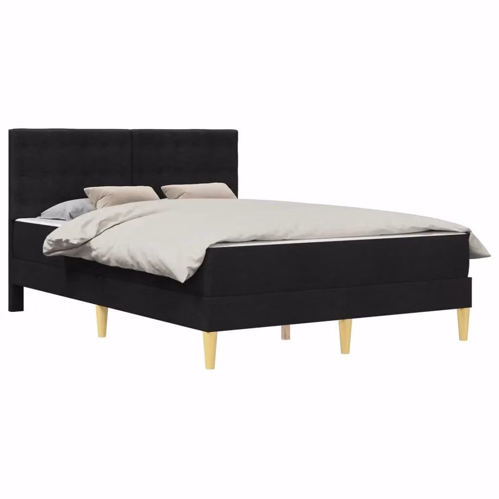 Letto matrimoniale con struttura imbottita vidaXL in tessuto nero L 160 x P 200 cm – 2
