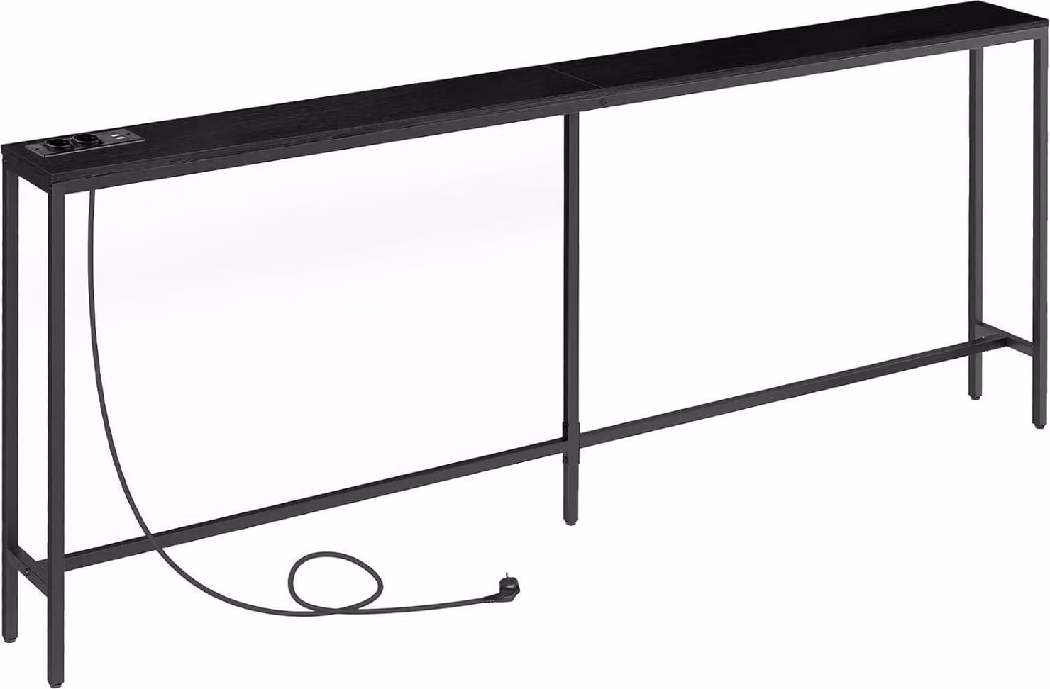 Consolle con stazione di ricarica 200cm nero Tavolino per divano Porte USB