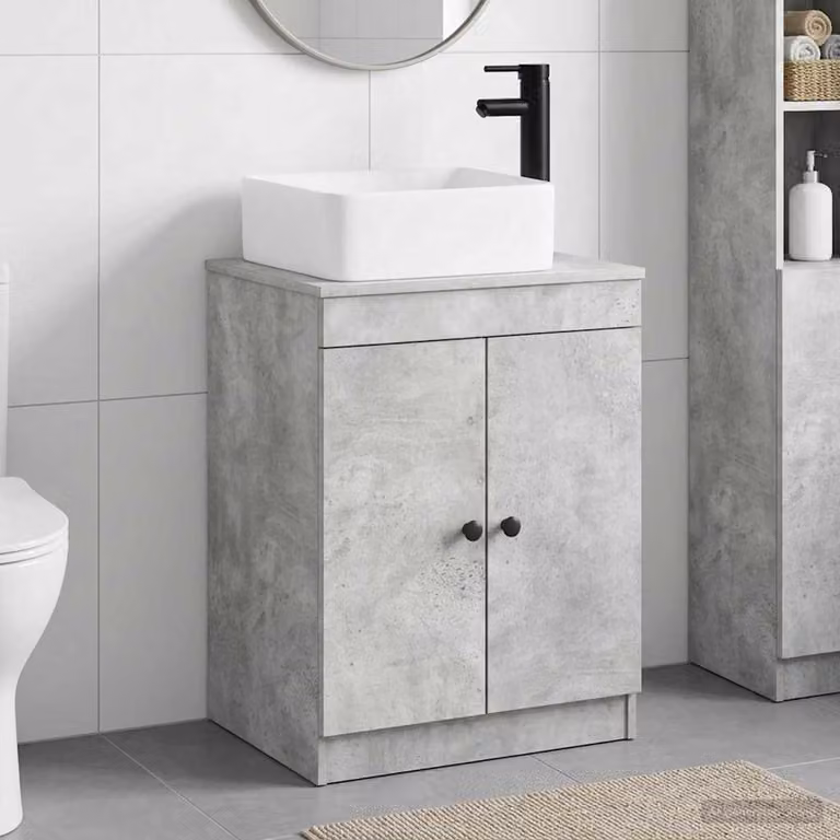 Set di mobili per il bagno moderno vidaXL in legno ingegnerizzato, colore grigio opaco, L/P/H: 70.0 x 41.0 x 54.0 cm