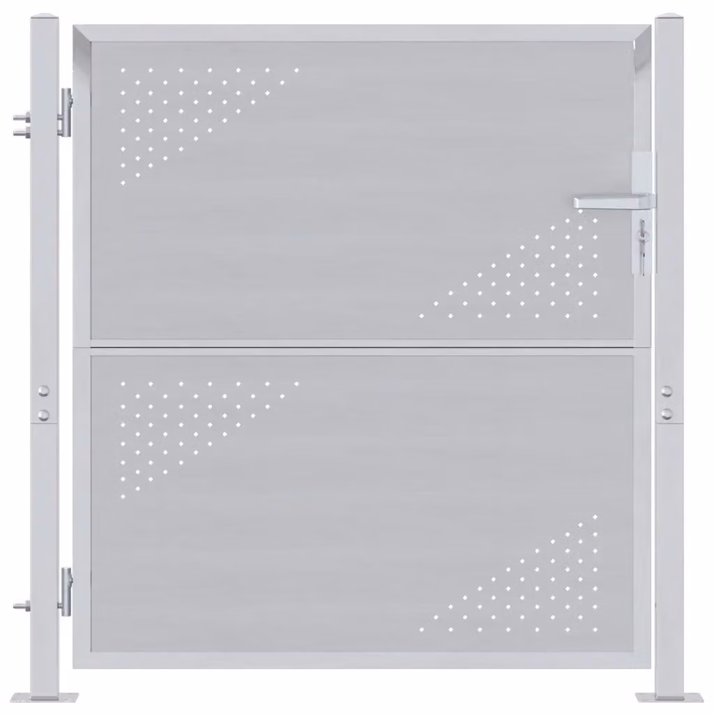 Cancello singolo da giardino vidaXL in acciaio inossidabile argento, L: 85 cm, H: 97 cm – 2