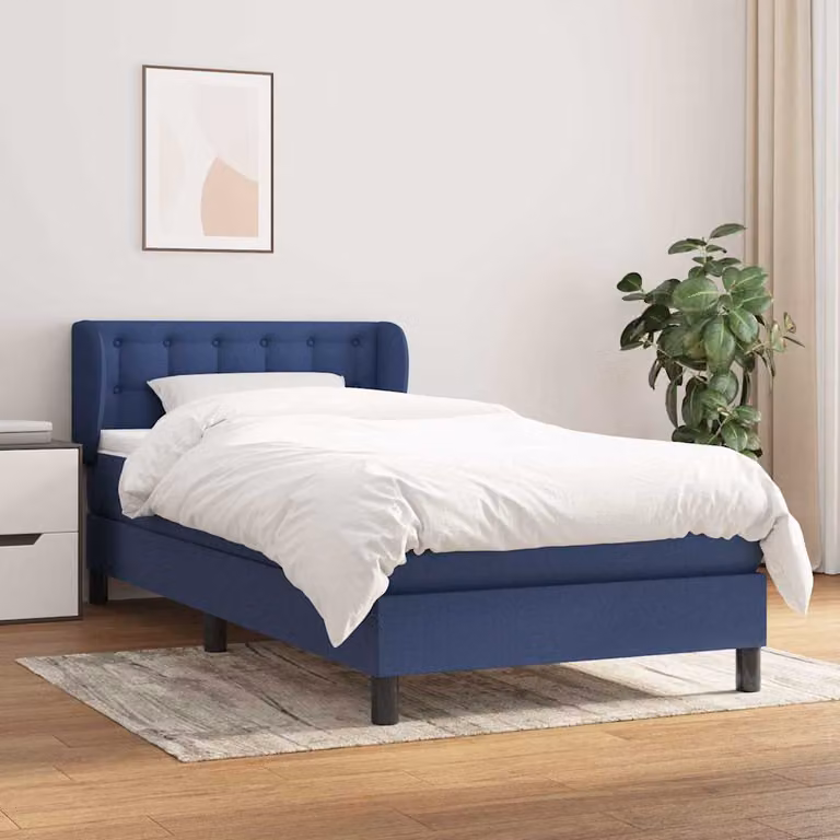 Giroletto a molle con materasso vidaXL in tessuto blu e bianco, L/P/H: 80 x 200 x 83 cm