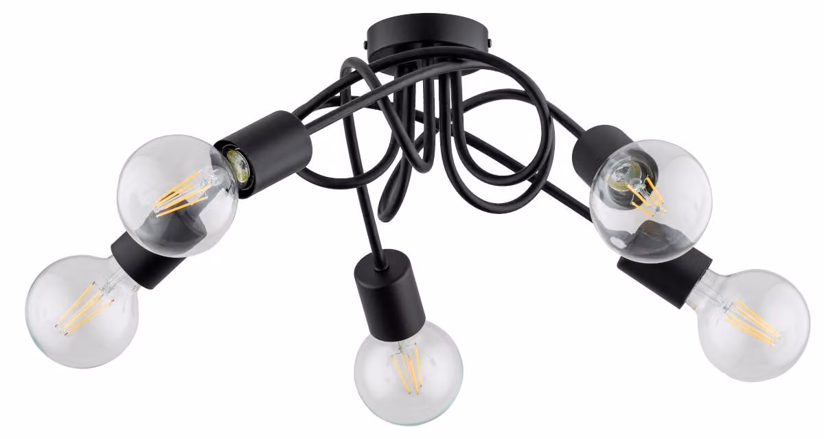 Lampada da soffitto INTER nera 5xE27x15W in metallo, dimensioni: 20x51x51 cm, IP20 Alfa