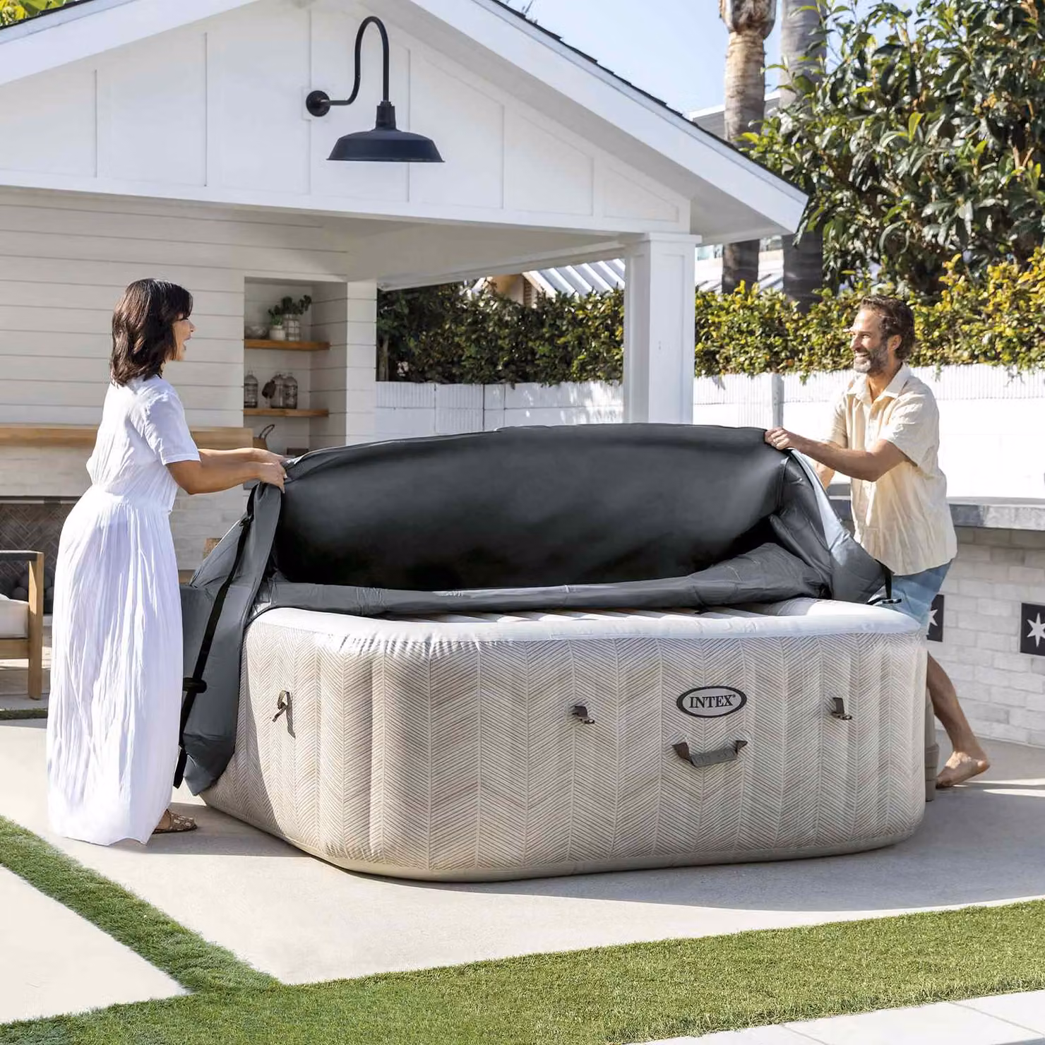 Copridoccia termico Intex per Spa rettangolare in PVC, Grigio Scuro, L/P/H: 175 x 175 x 72 cm