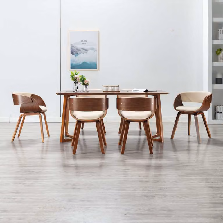 Set di 6 sedie da pranzo vidaXL in legno e similpelle color crema e marrone per cucina e sala da pranzo