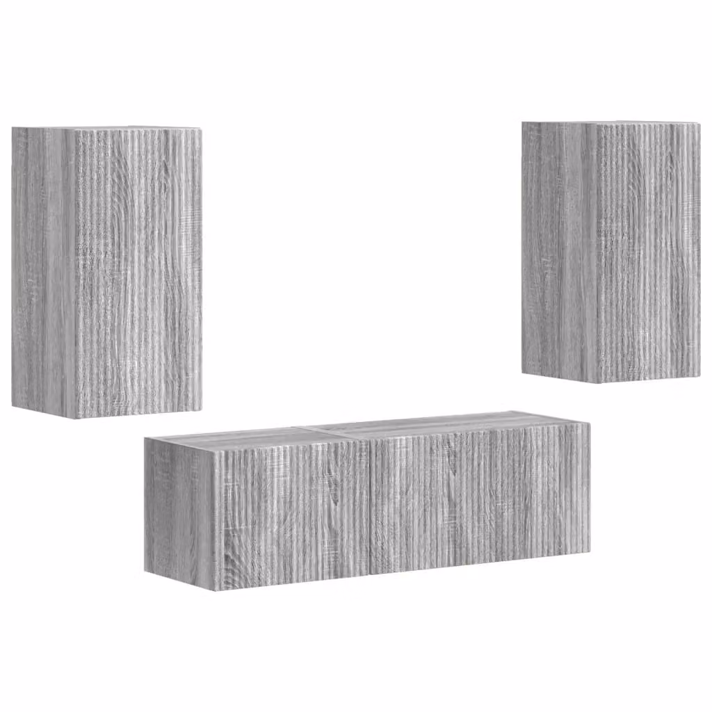 Set di 4 mobiletti da TV a parete moderni vidaXL in legno e MDF, colore grigio opaco – 2