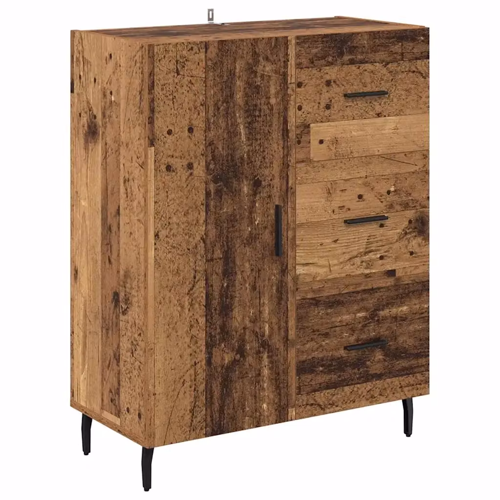 Credenza Buffet con Cassetto vidaXL in Legno Vecchio e Metallo, Colore Marrone, L: 69,5 cm, P: 34 cm, H: 90 cm – 2