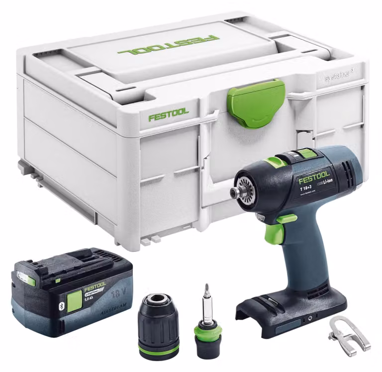 Trapano avvitatore a batteria Festool T 18+3-Basic 18 V 50 Nm Brushless + 1x batteria 5,0 Ah + Systainer - senza caricabatterie