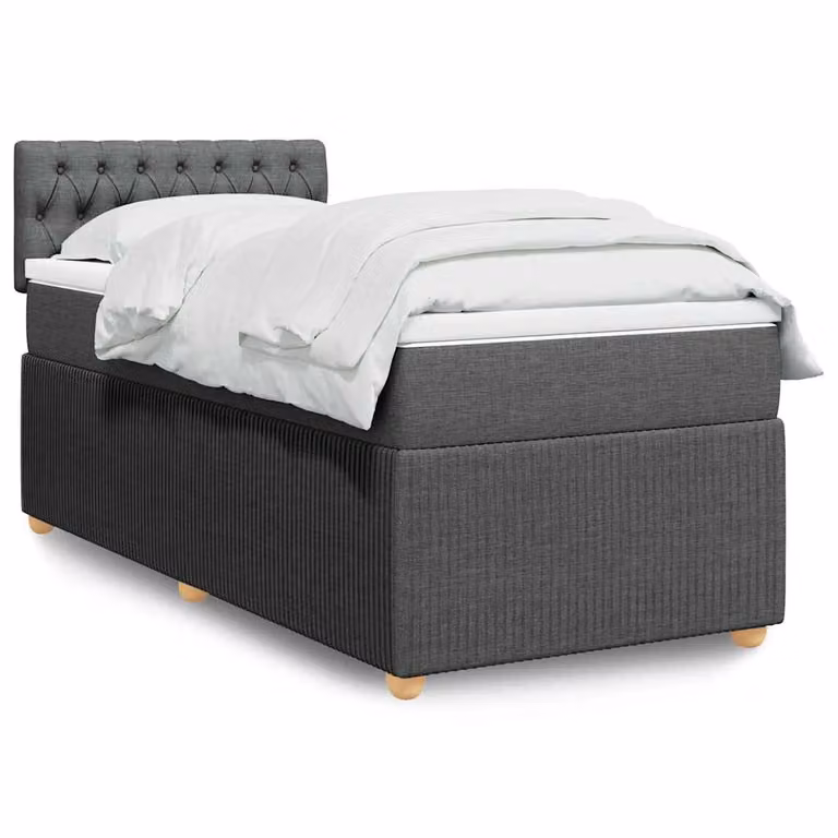 vidaXL Giroletto a Molle con Materasso in Tessuto Grigio e Bianco L 200 x L 80 cm