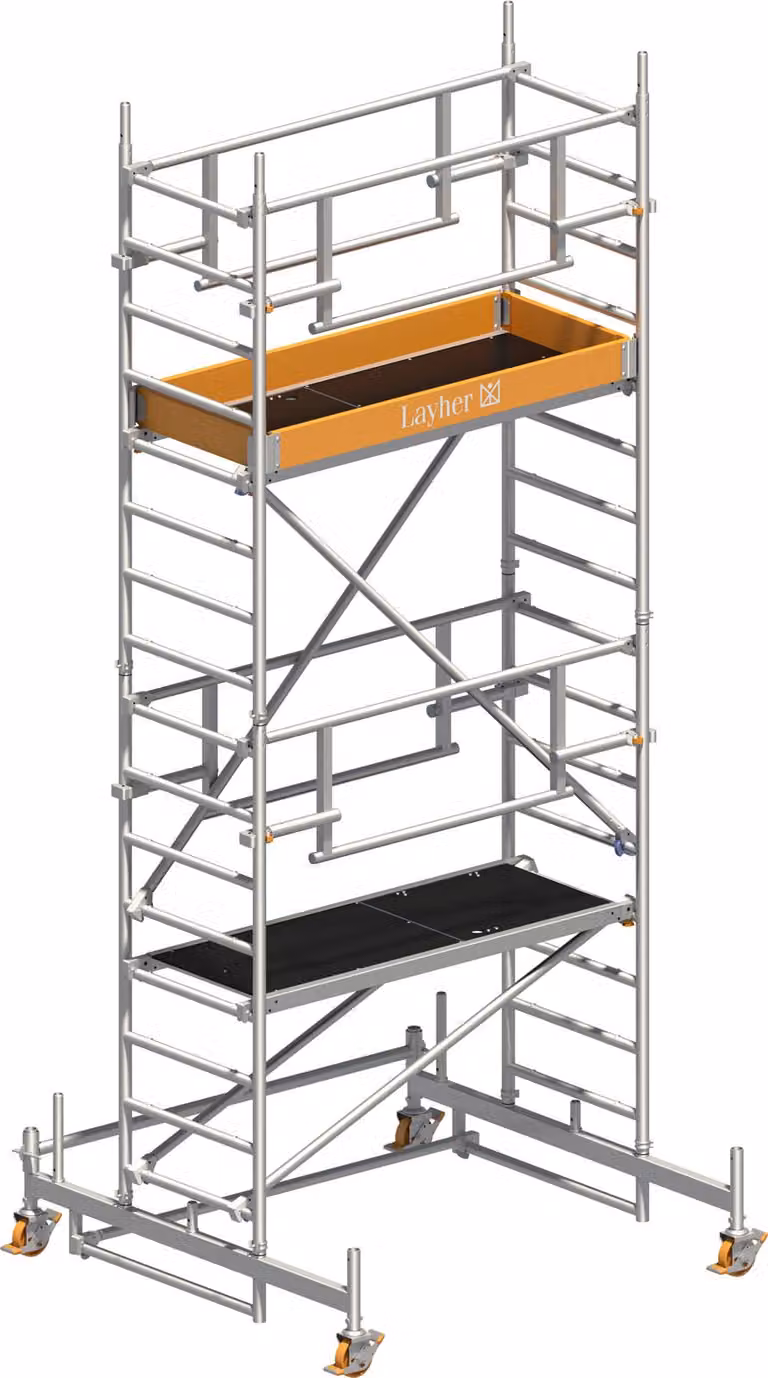 Ponteggio mobile Layher Uni Leicht P2 Safety Plus con doppia ringhiera 5,26 m AH
