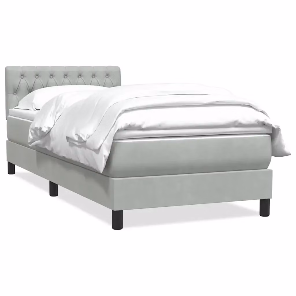 Letto con Giroletto a Molle e Materasso Ibrido vidaXL in Velluto Grigio e Bianco L: 80 cm, P: 213 cm – 2