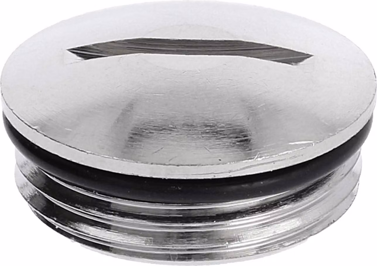 Tappo cieco WISKA PG13,5x1,41 rotondo con fessura, O-ring incluso, ottone (CuZn) nichelato, lunghezza filettatura 6,5 mm - 1 pezzo