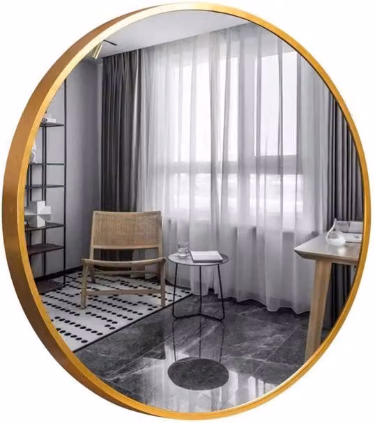 Specchio da parete unico disegno 70 x 70 cm - Specchio moderno da bagno in alluminio, grande specchio rotondo da parete, specchio da bagno di grandi dimensioni, specchio da parete in alluminio.