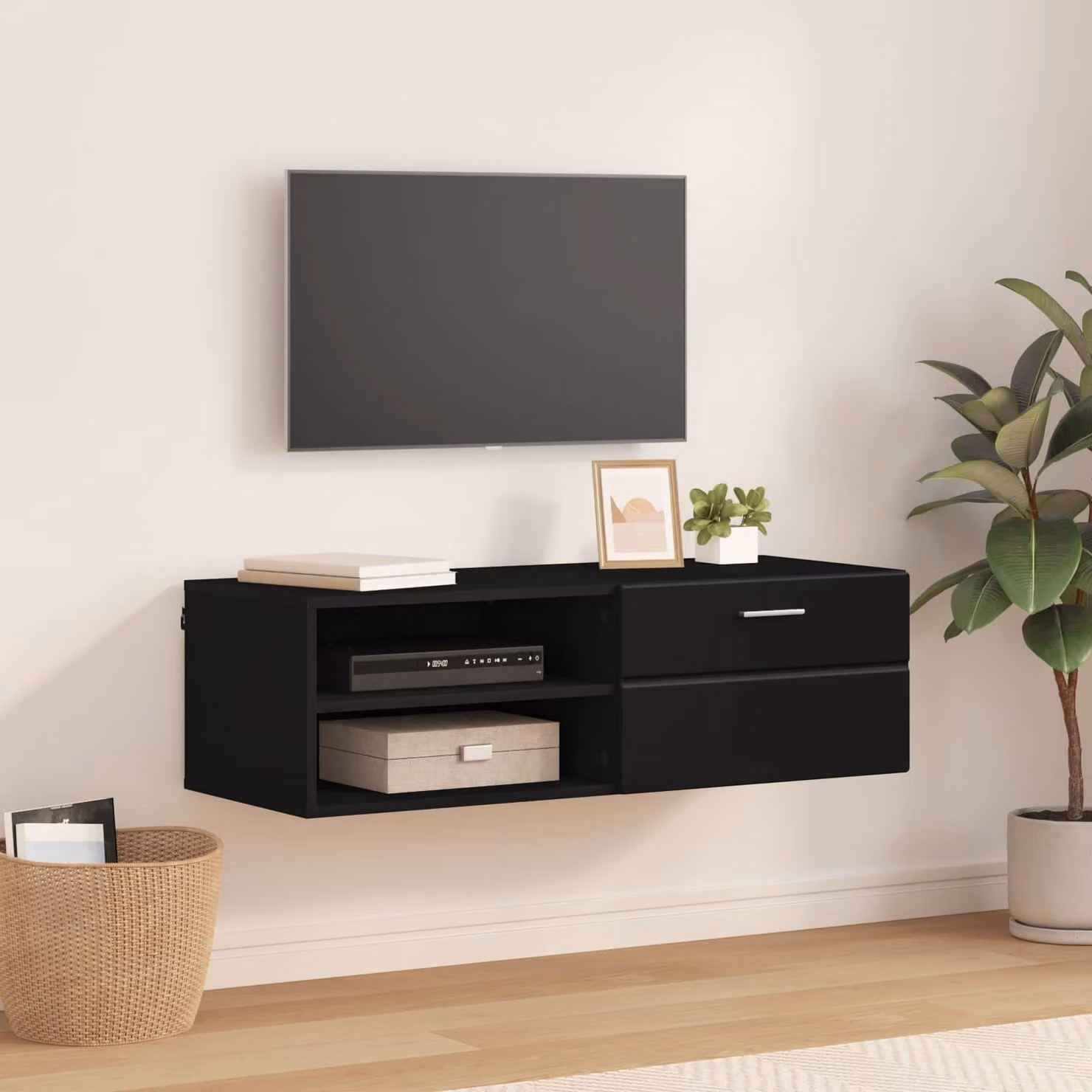 Armadio moderno vidaXL in legno ingegnerizzato nero opaco L: 100,5 cm, P: 39 cm, H: 30 cm