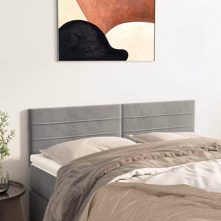 Testiera per letto vidaXL in velluto grigio chiaro, L: 144 cm, P: 5 cm, H: 78/88 cm