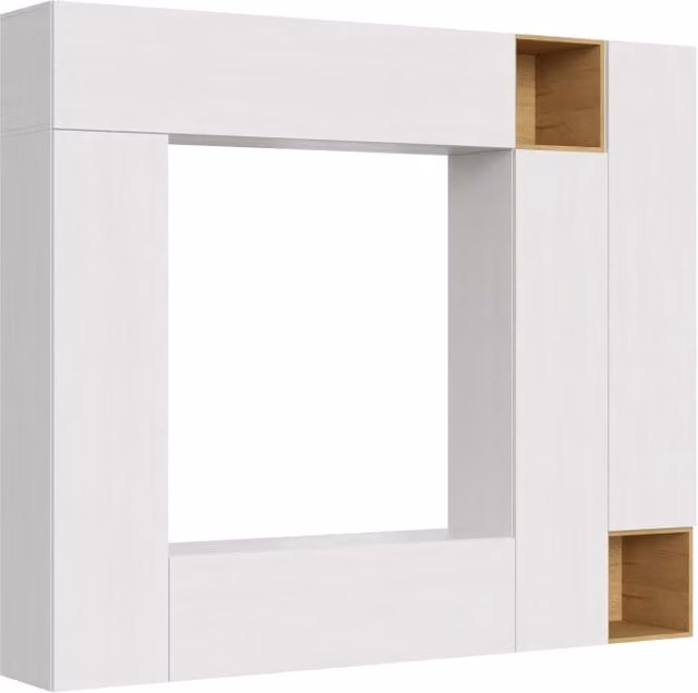 Composizione parete soggiorno A32 Itamoby bianca moderna L: 254 cm, H: 214 cm