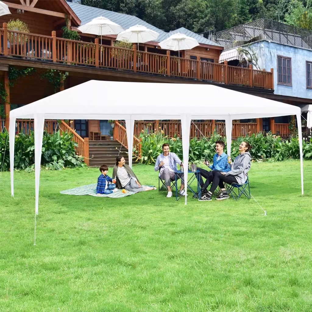 Gazebo Design Mania Bianco con 4 tende laterali rimovibili e 2 porte con cerniera, L: 600 cm, P: 300 cm, H: 250 cm – 2