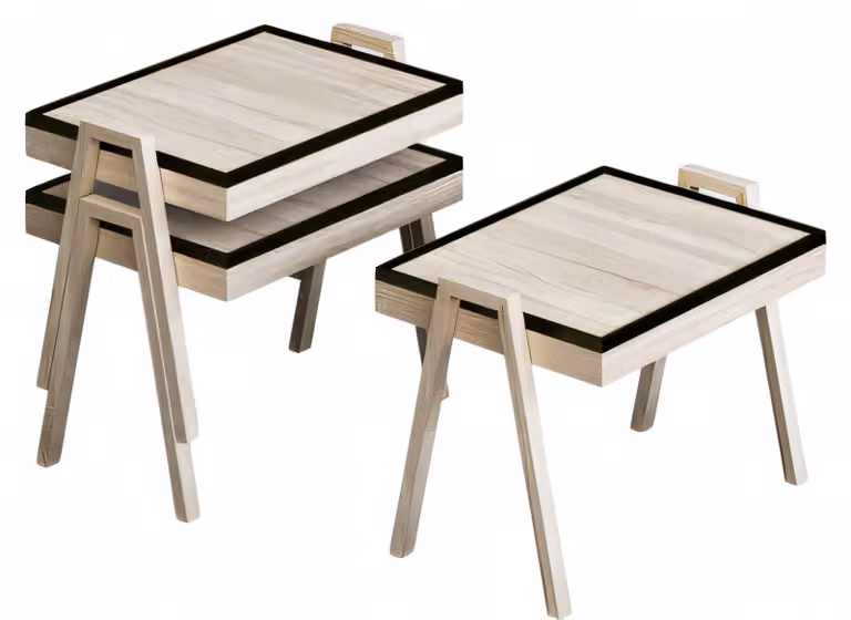 Couchtisch-Set aus Holz in Beige modern und stilvoll