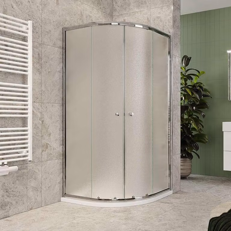 Mereo Cabina doccia, Kora Lite, a quarto di cerchio, R 550, a scomparsa, 90x90 cm, cromo ALU, vetro Grape - CK35131Z