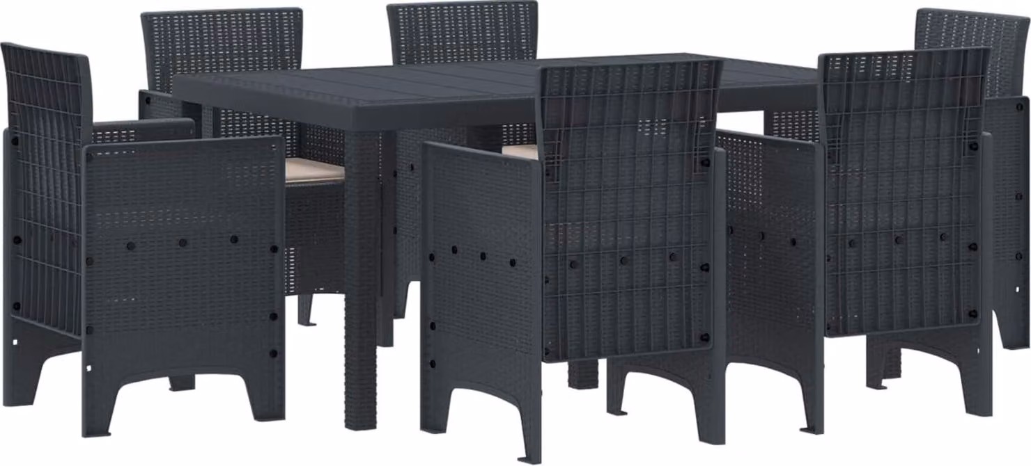 Maison Exclusive - Set da pranzo per esterno, 7 pezzi, rattan sintetico grigio antracite