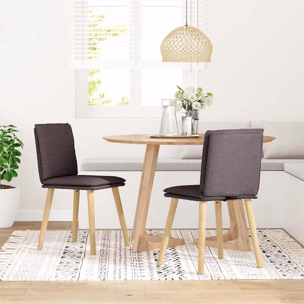vidaXL Sedie da Pranzo 2 pz Marrone Scuro in Tessuto