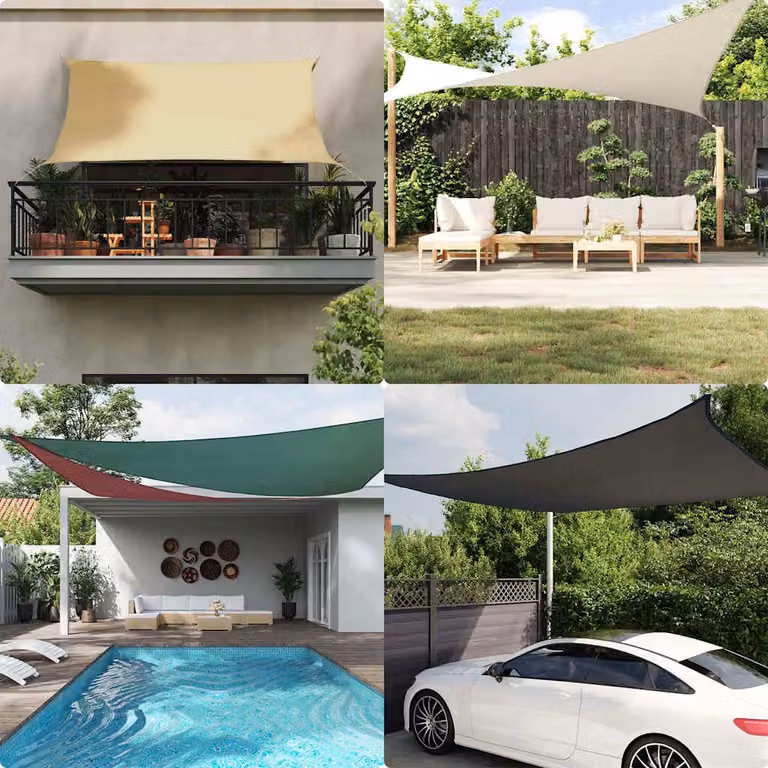 Vela Parasole Quadrata vidaXL in Tela Oxford Beige 5x5 m