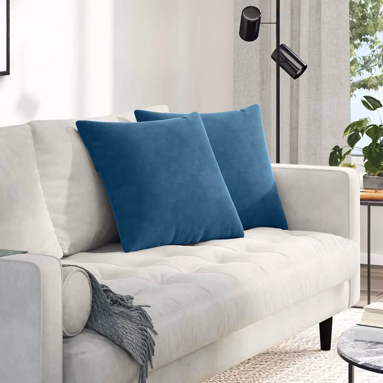 Set di 2 cuscini quadrati da divano vidaXL in tessuto a coste blu, L 50 cm x P 50 cm con fodera rimovibile