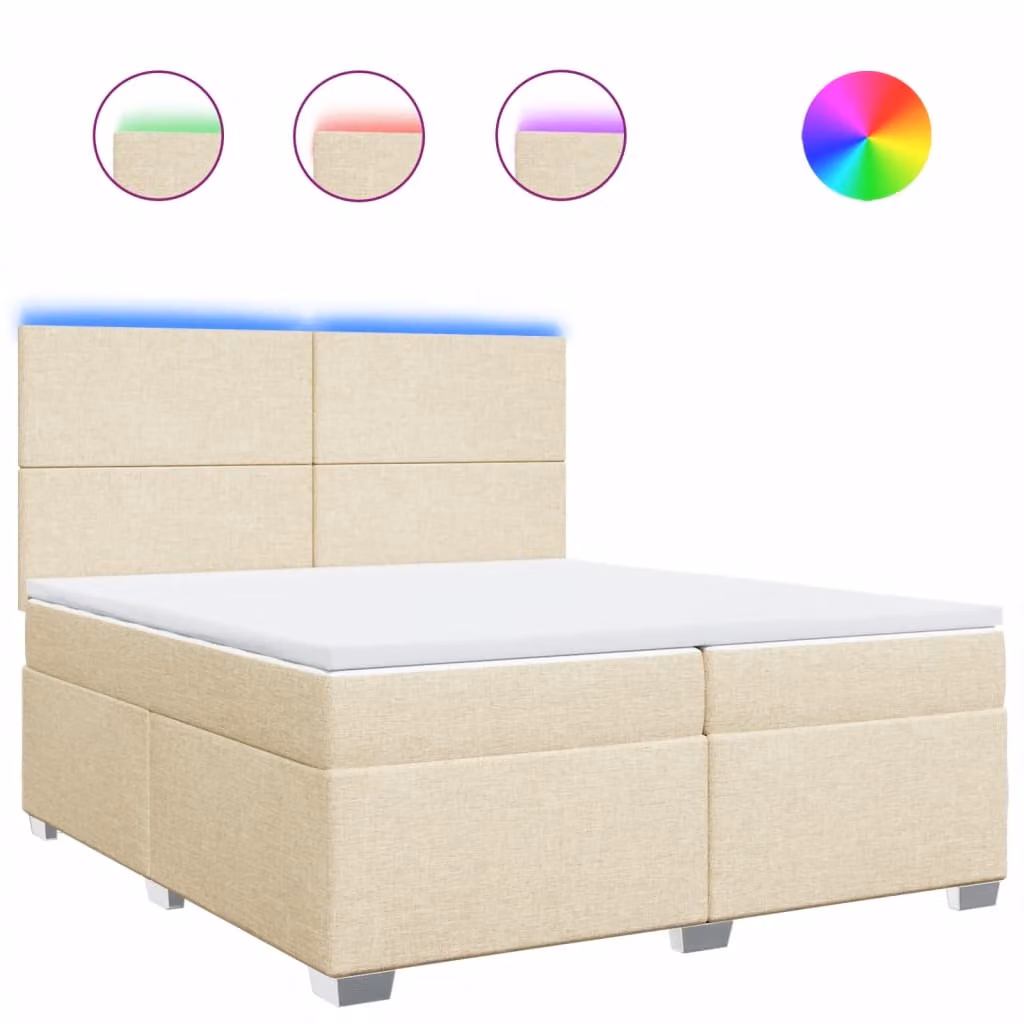 Giroletto a Molle con Materasso Crema 200x200 cm in Tessuto