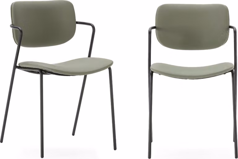 Calicosy - Set di 2 sedie con gambe in metallo nero L49 cm - MAIKA