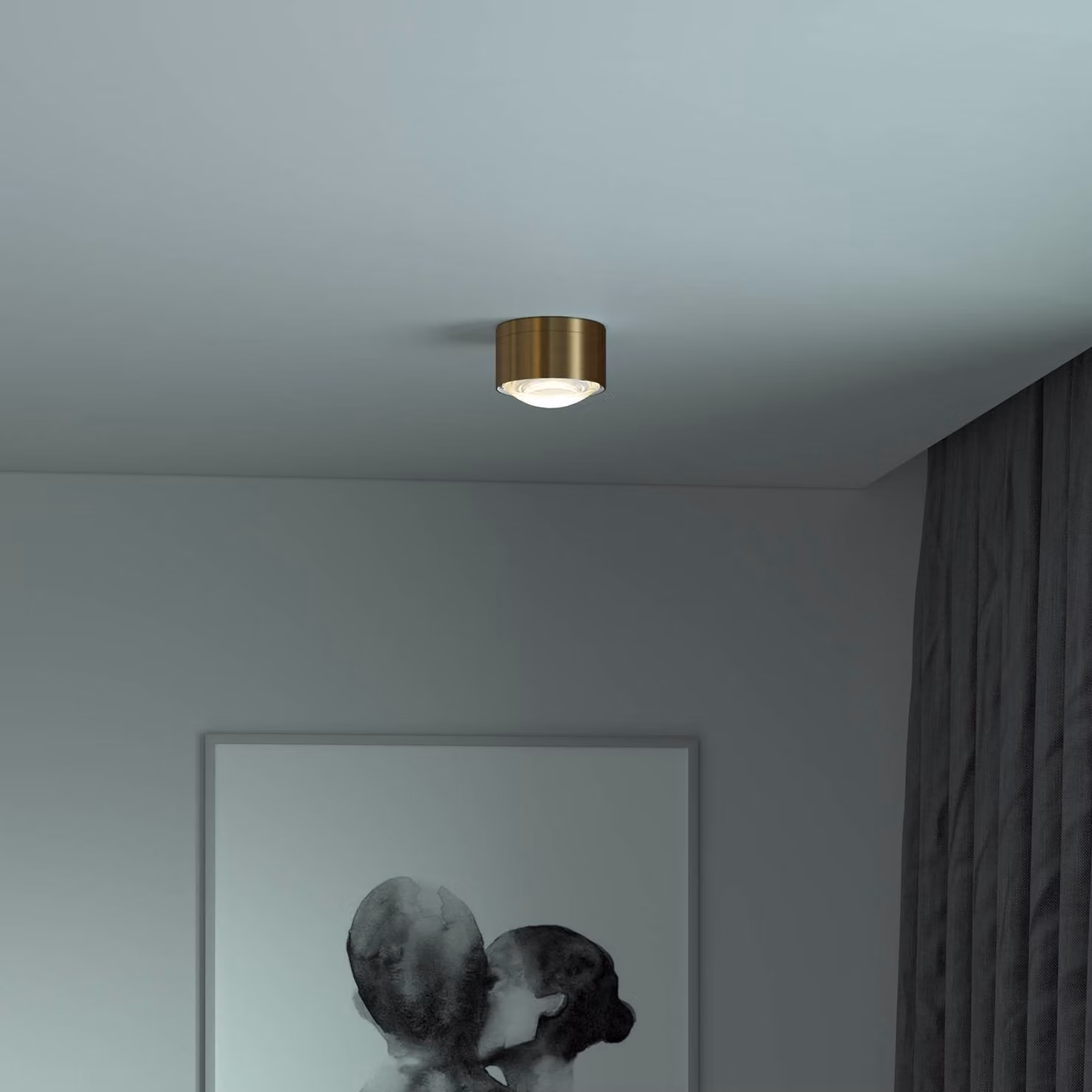 Top Light Puk! 120 One spot LED soffitto lente, ottone One, dimmerabile, Ottone / Oro, Soggiorno / Sala da pranzo, Alluminio, Moderno