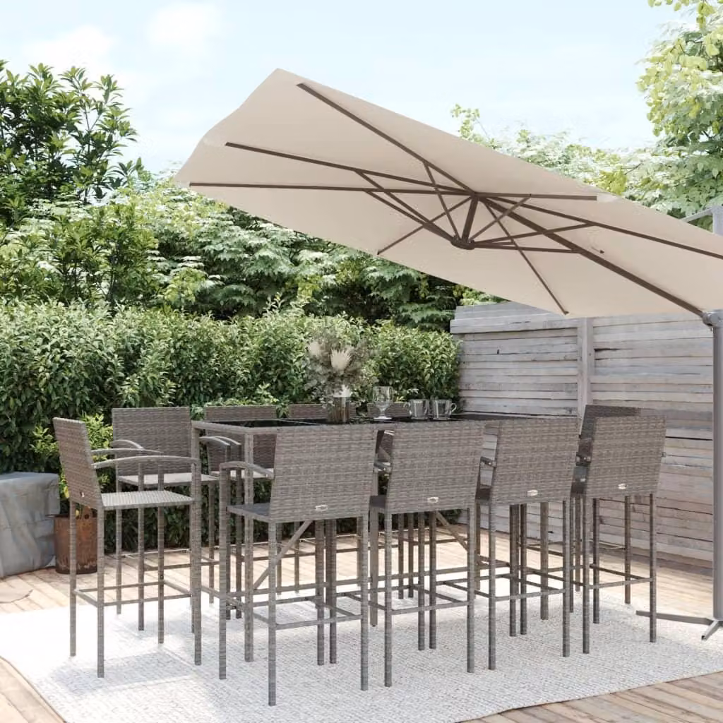 Maison Exclusive - Set da giardino completo, 11 pezzi, colore grigio, realizzato in rattan sintetico