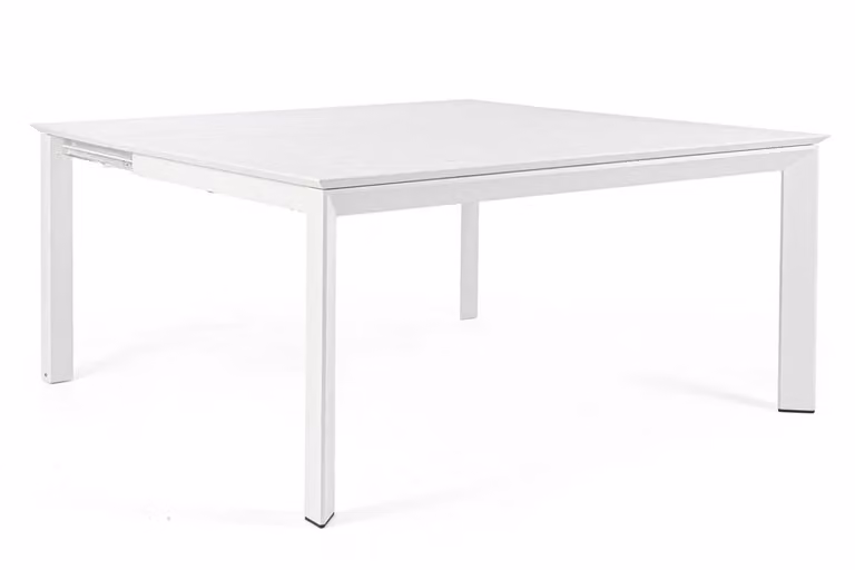 Tavolo allungabile KONNOR in alluminio bianco 160×110 cm – 160×160 cm