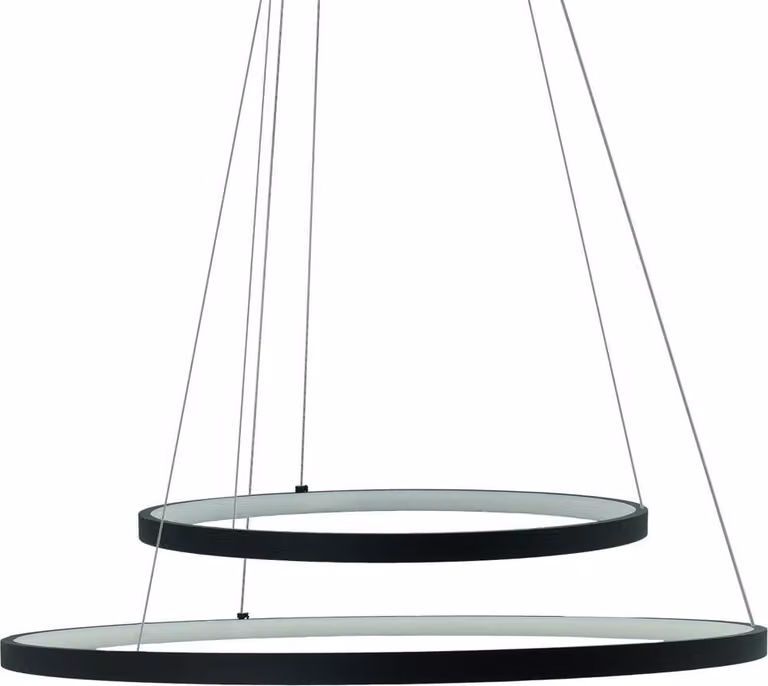 Lampada a sospensione nera 2 anelli LED 54W Peoria IdeaLed