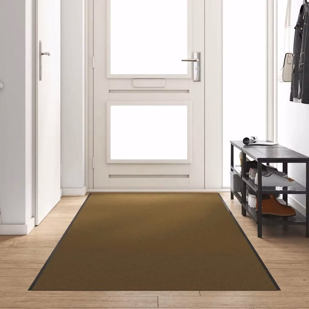 Zerbino rettangolare moderno in poliammide e PVC marrone e nero, antiscivolo, L: 120 cm x P: 350 cm – 2
