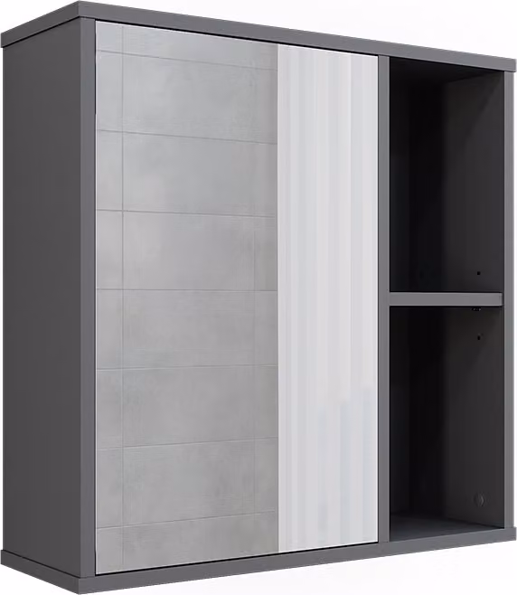Mobile a specchio per il bagno Vicco Leano Antracite/quercia di montagna 60 x 60 cm, Model 52123