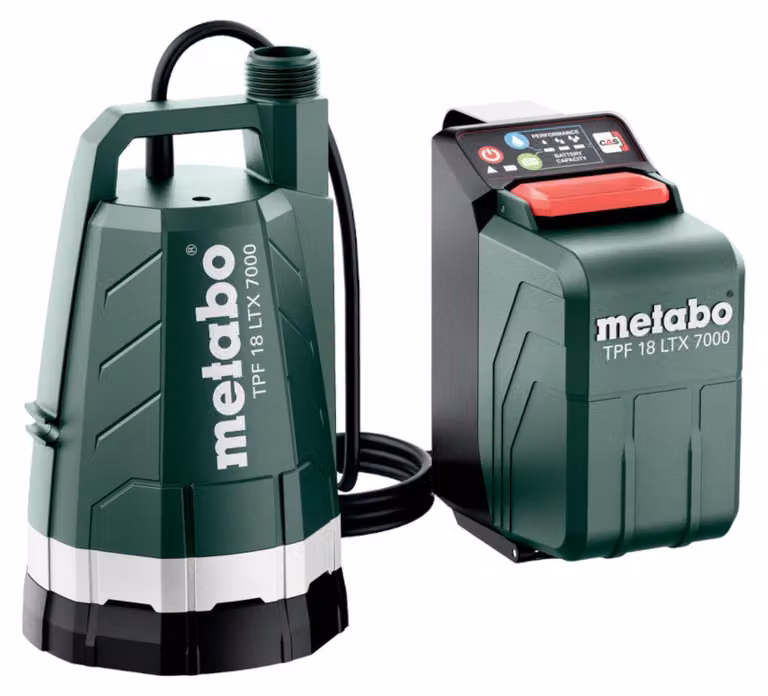 Pompa sommersa a batteria Metabo TPF 18 LTX 7000 18 V 7000 l/h 0,9 bar (601748850) + accessori - senza batteria, senza caricabatterie