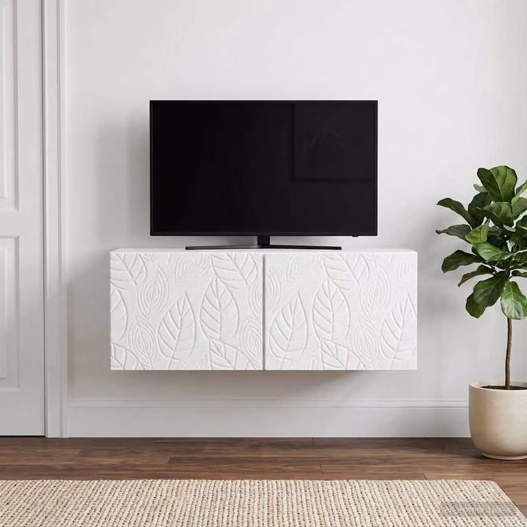 vidaXL Mobile Porta TV da Muro Bianco Lucido L: 78,5 cm, P: 41 cm, H: 30 cm