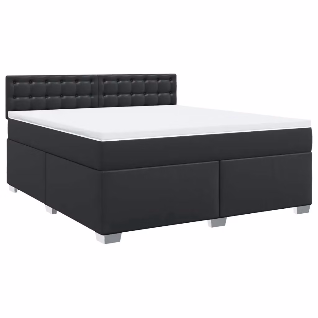 Letto con Giroletto a Molle e Materasso vidaXL in Similpelle Nero e Bianco L/P/H: 180 x 200 cm – 2