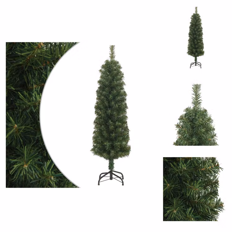 vidaXL Albero di Natale artificiale slim con supporto verde 120 cm PVC - Alberi di Natale