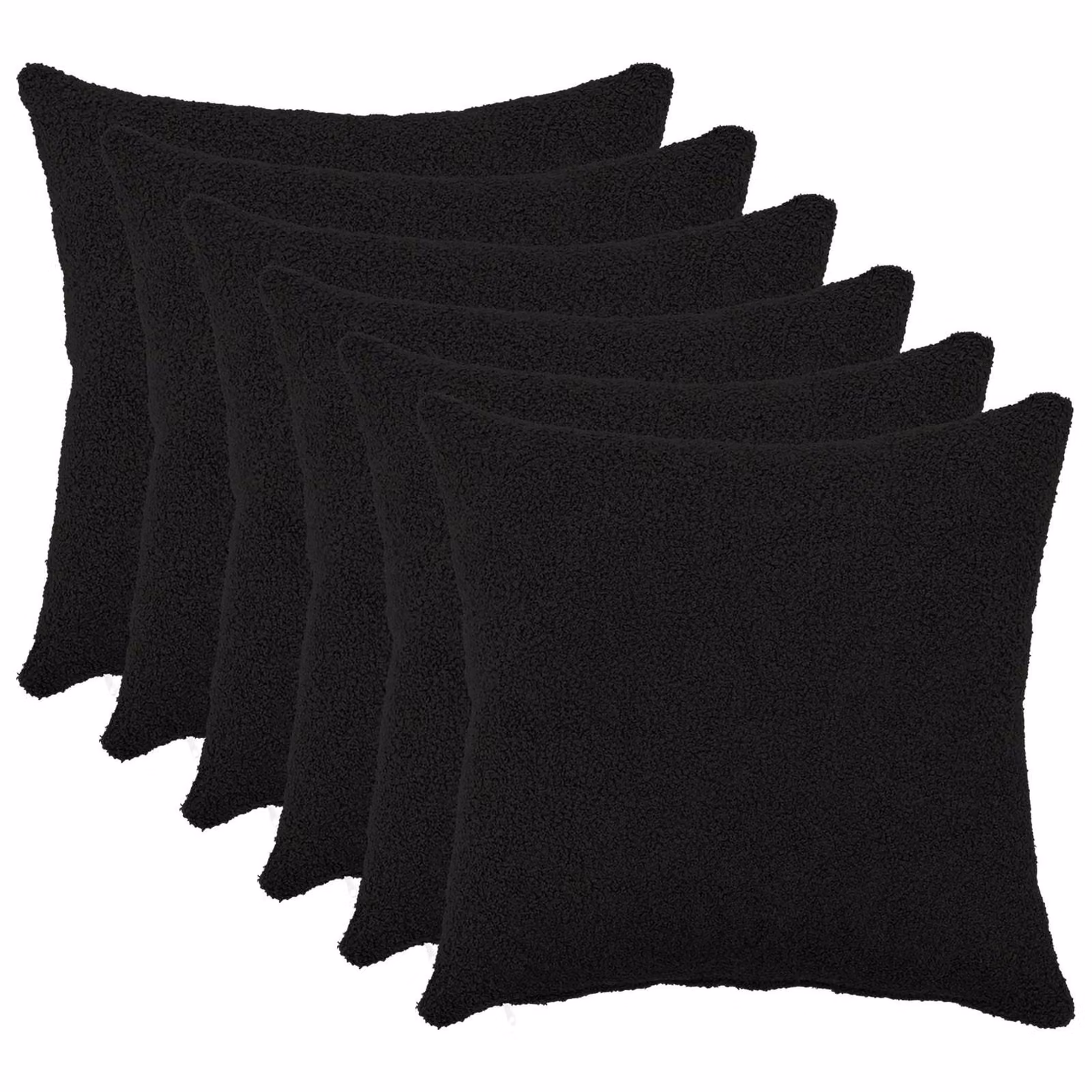 Set di 6 federe vidaXL HEERLEN in tessuto bouclé nero, L/P: 35 x 35 cm